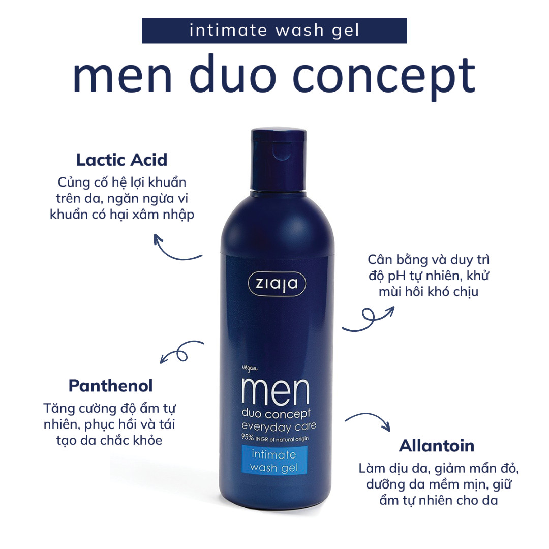 Mô tả Dung Dịch Vệ Sinh Intimate Cho Nam Men Duo Concept Everyday Care ZIAJA Giúp Dưỡng Ẩm, Giảm Mùi Hôi 300ml - 2
