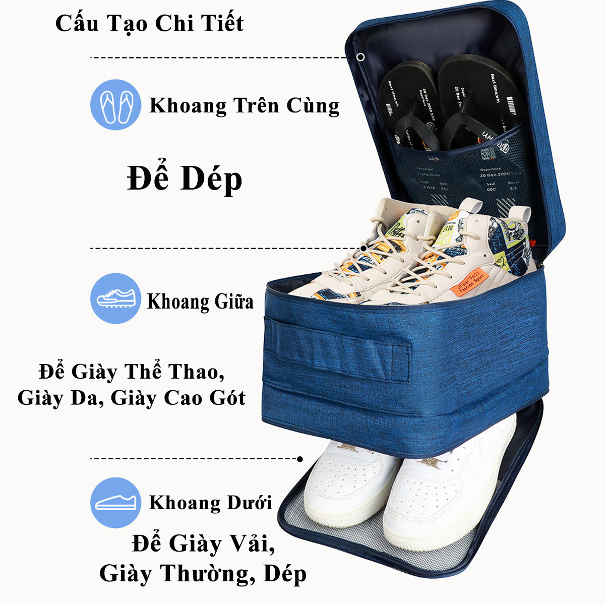 Mô tả Túi Đựng Giày Dép Du Lịch Chống Nước Đa Năng, Balo Đựng Giày Dép Thể Thao Tiện Dụng 3 Ngăn Cao Cấp Chính Hãng Amalife - 6