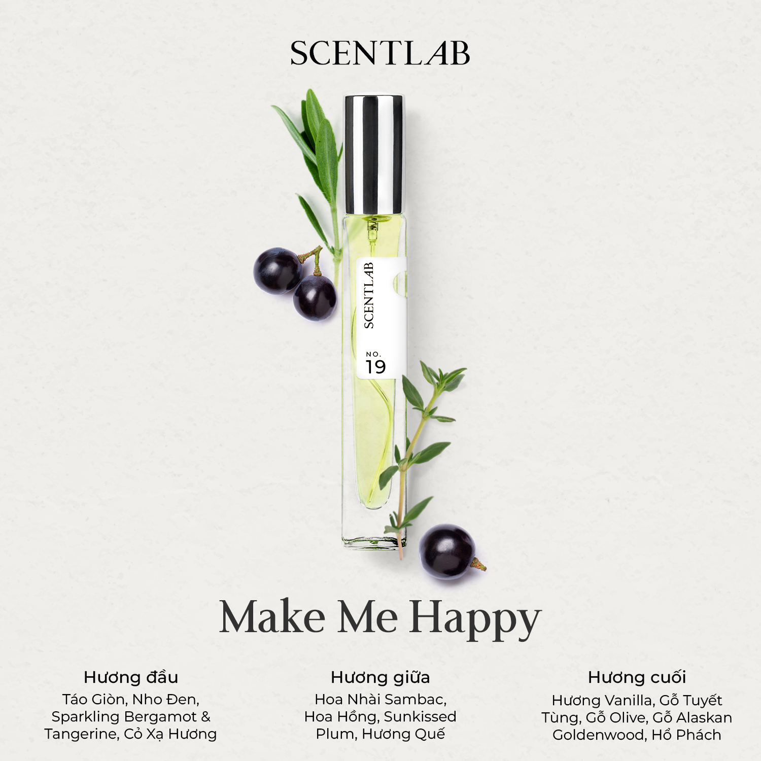 Mô tả Nước hoa nữ SCENTLAB No.19 hương trái cây mix hoa Make Me Happy tinh dầu thơm lâu lưu hương 8h tiểu thư mini 10ml - 2