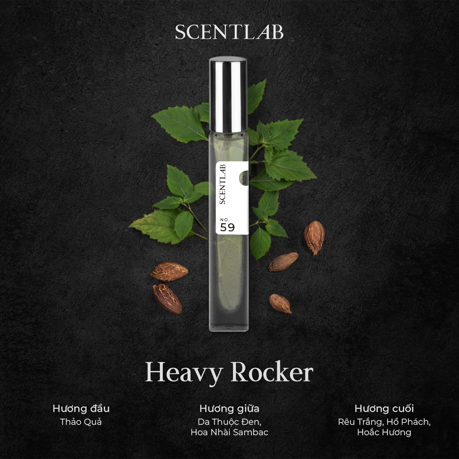 Mô tả Nước hoa nam SCENTLAB No.59 Heavy Rocker Man tinh dầu thơm lâu, lưu hương 8h mini 10ml, mùi hương phong trần, nam tính - 3