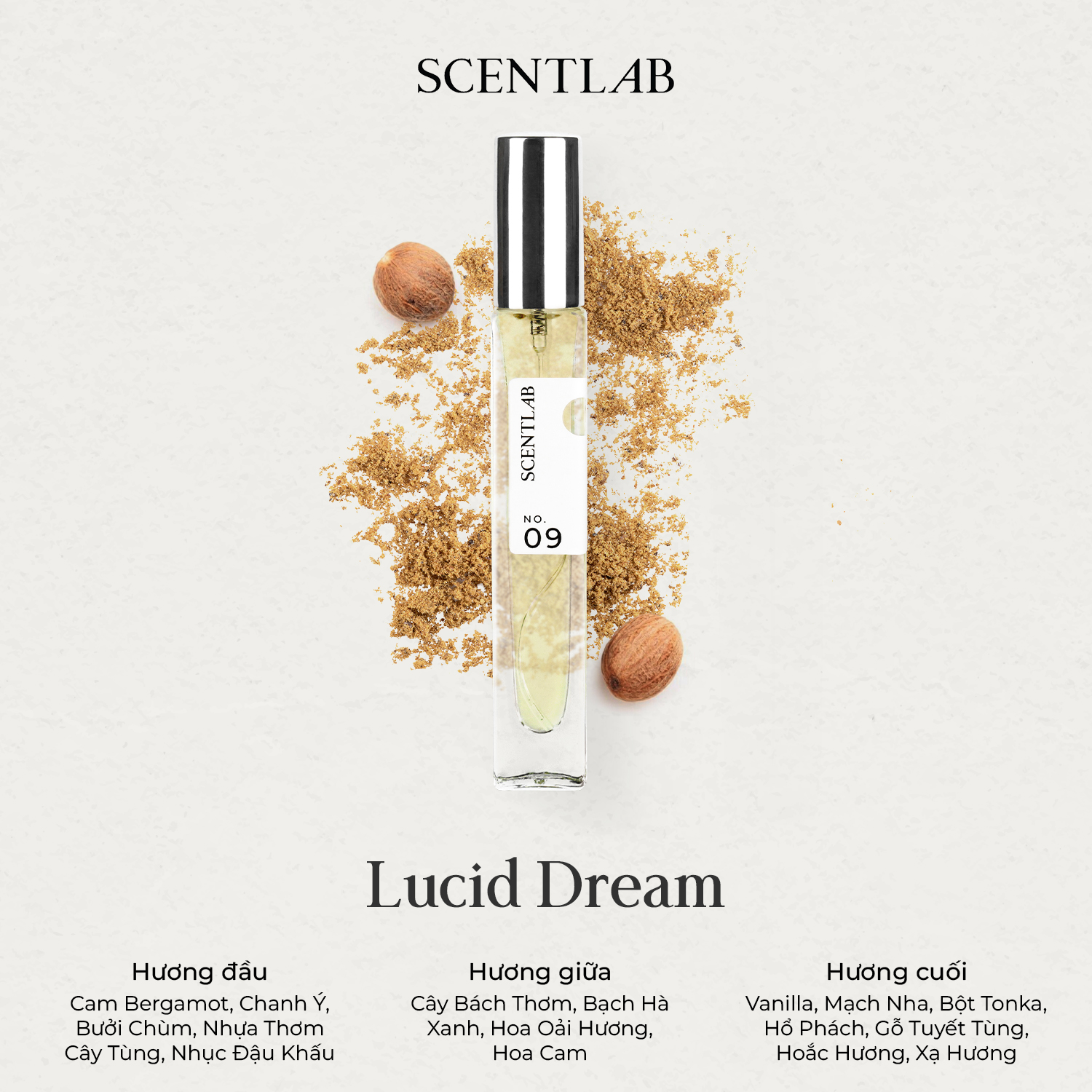 Mô tả Nước hoa nữ SCENTLAB No.09 Lucid Dream tinh dầu thơm lâu, lưu hương 8h đằm thắm, quý phái, mini 10ml - 3
