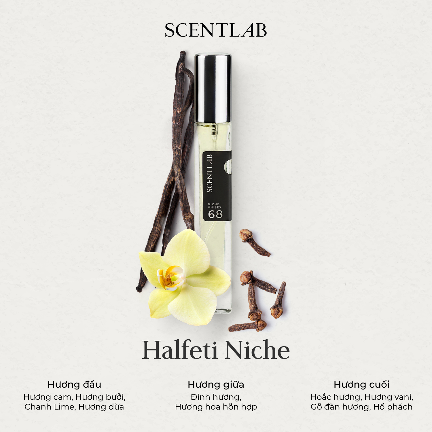 Mô tả Nước hoa unisex SCENTLAB No.68 Norman Halfeti Niche tinh dầu thơm lâu lưu hương 10h sang trọng cổ điển mini 10ml - 1