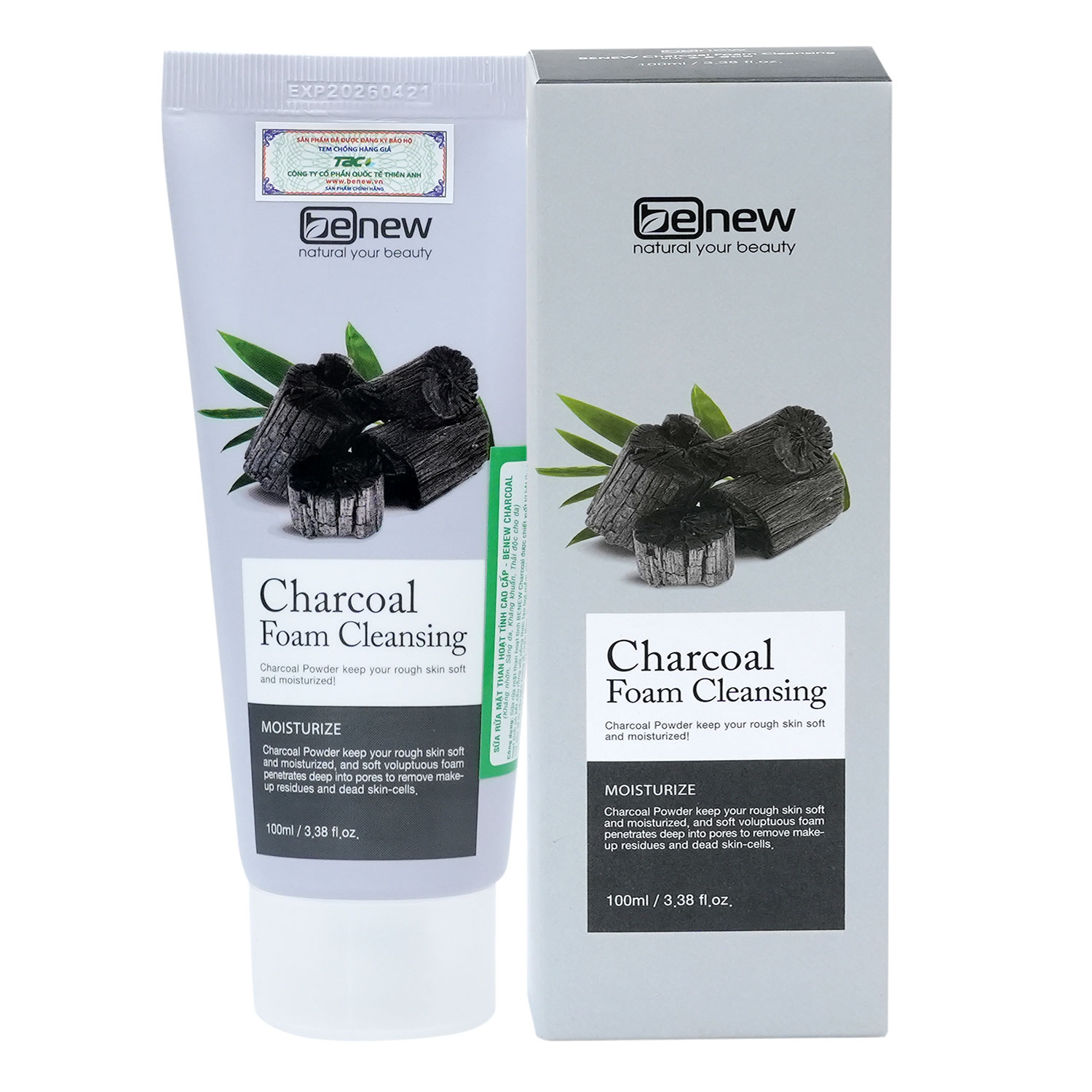 Mô tả Sữa Rửa Mặt Than Hoạt Tính Benew Charcoal Foam Cleansing TAC 100ml - 1