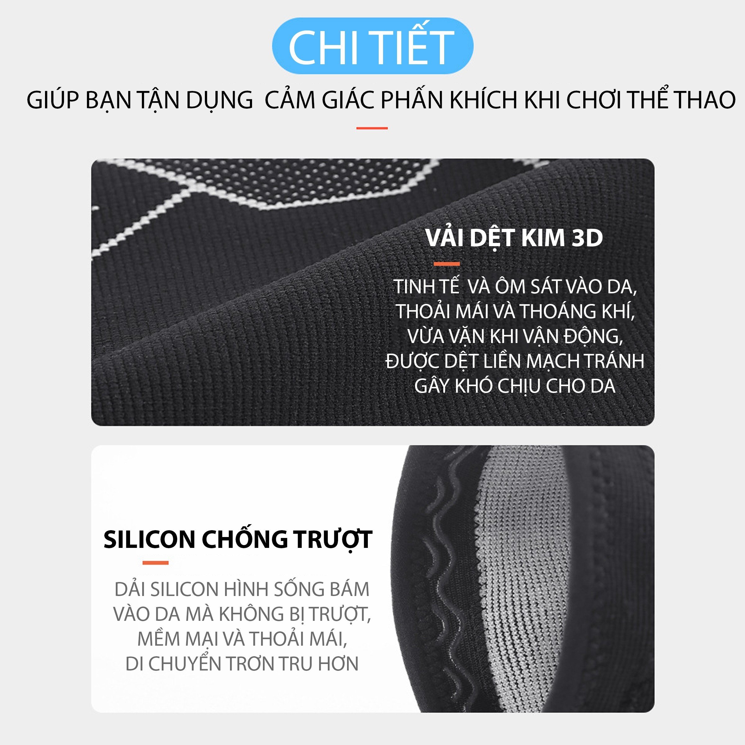 Mô tả Băng gối bóng đá, bóng chuyền vải dệt kim 3D thoáng khí Aolikes 7718 (1 chiếc) - 3