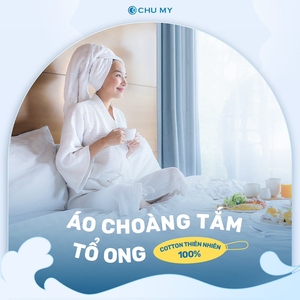 Áo choàng tắm khách sạn vải tổ ong CVC - Ảnh 1