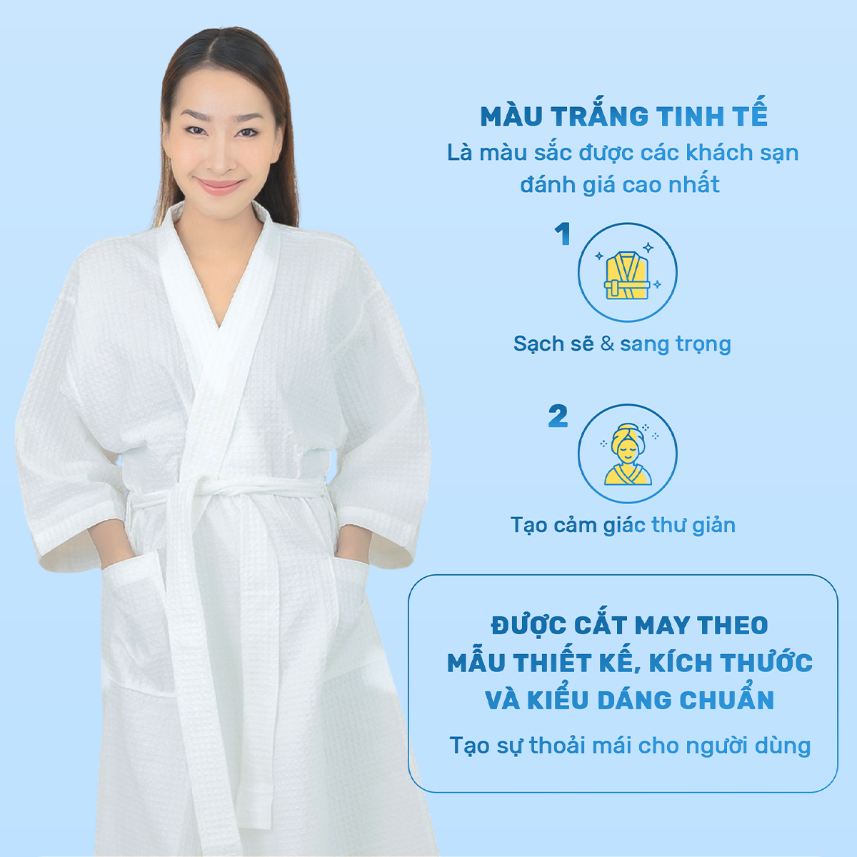 Áo choàng tắm khách sạn vải tổ ong CVC - Ảnh 4