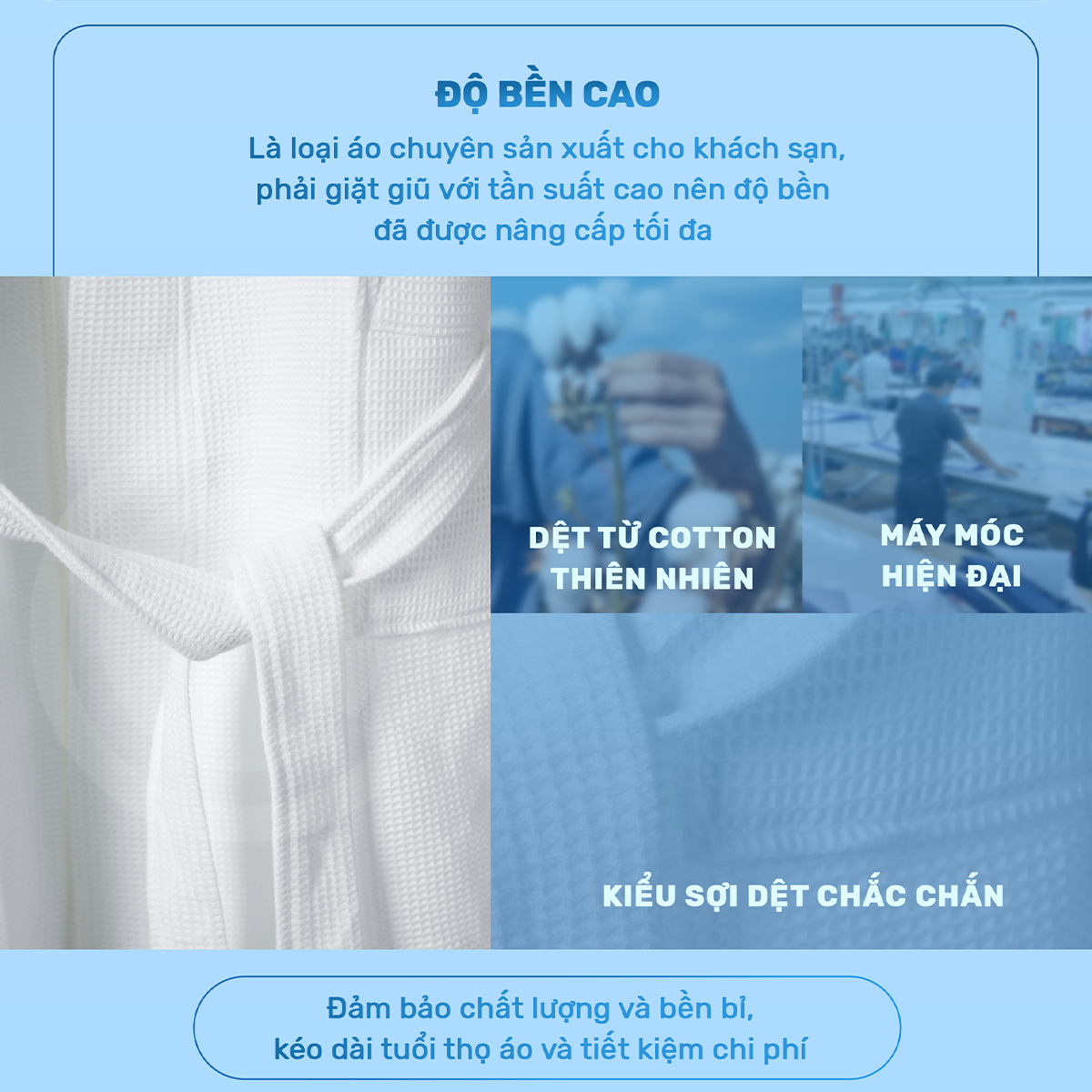Áo choàng tắm khách sạn vải tổ ong CVC - Ảnh 7