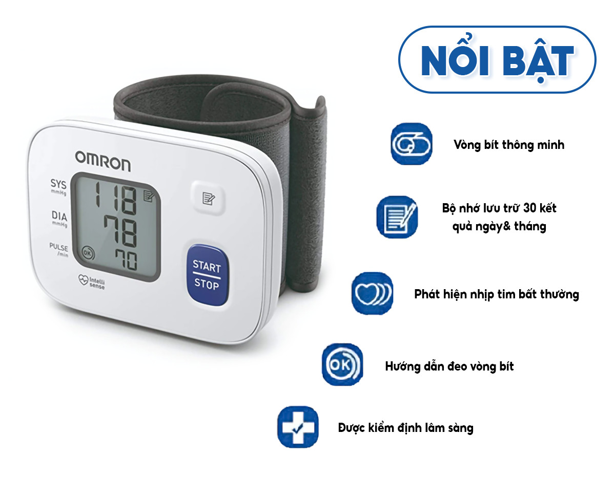 Mô tả Máy đo huyết áp cổ tay tự động OMRON HEM 6161 - 01 bộ - 1