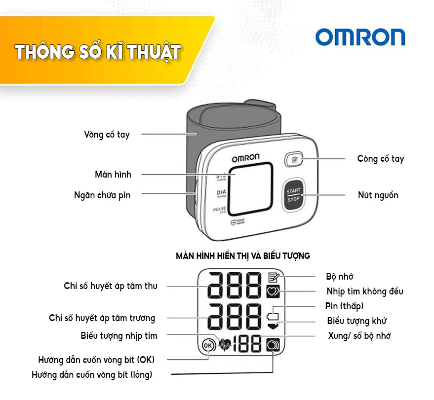 Mô tả Máy đo huyết áp cổ tay tự động OMRON HEM 6161 - 01 bộ - 2