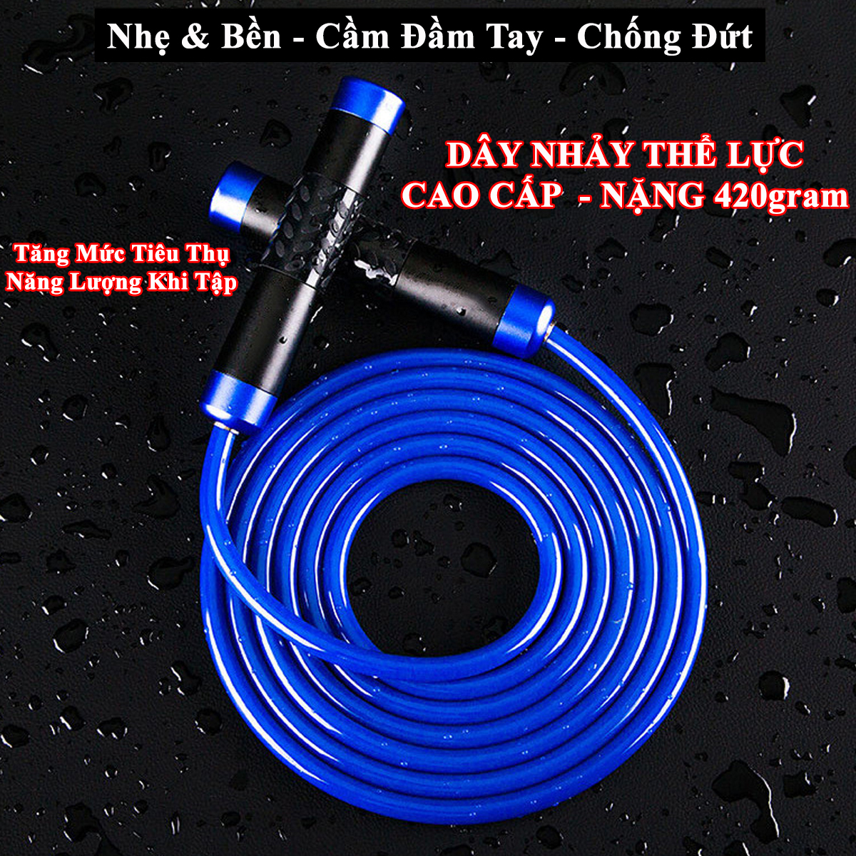 Mô tả Dây Nhảy Thể Lực Nặng 450g Cho Người Luyện Võ Thuật, Boxing, Muay Thái (Tặng Túi) AngTop1 Chọn Màu Chính Hãng Amalife - 6