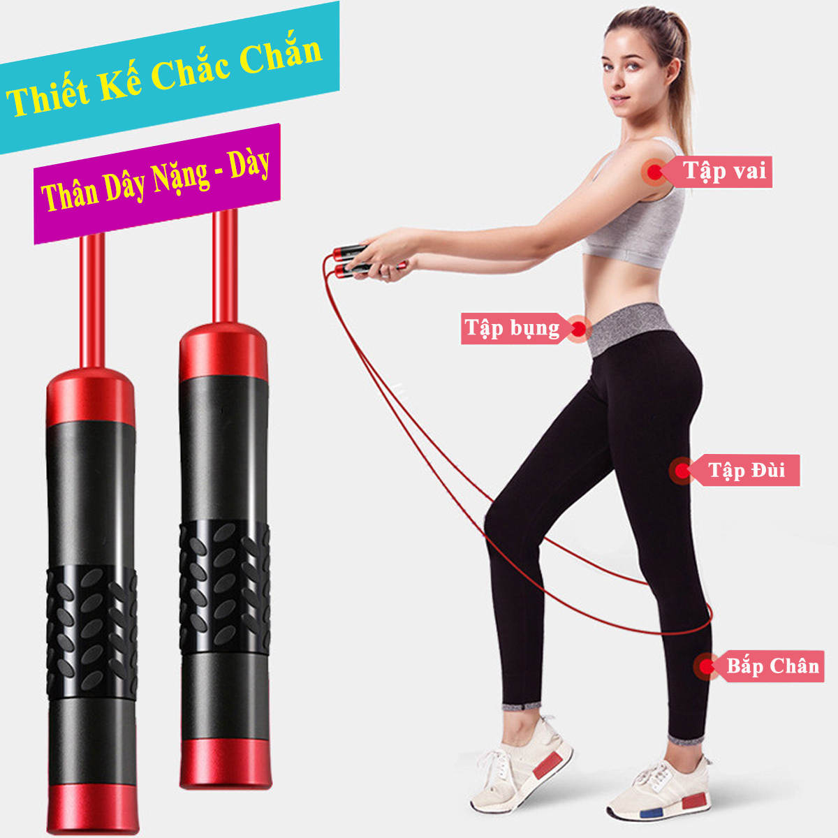 Mô tả Dây Nhảy Thể Lực Nặng 450g Cho Người Luyện Võ Thuật, Boxing, Muay Thái (Tặng Túi) AngTop1 Chọn Màu Chính Hãng Amalife - 8