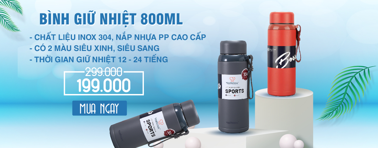 Mô tả Bình đựng nước giữ nhiệt có ống hút Yeahcook, tặng kèm bộ nắp đa năng - 1