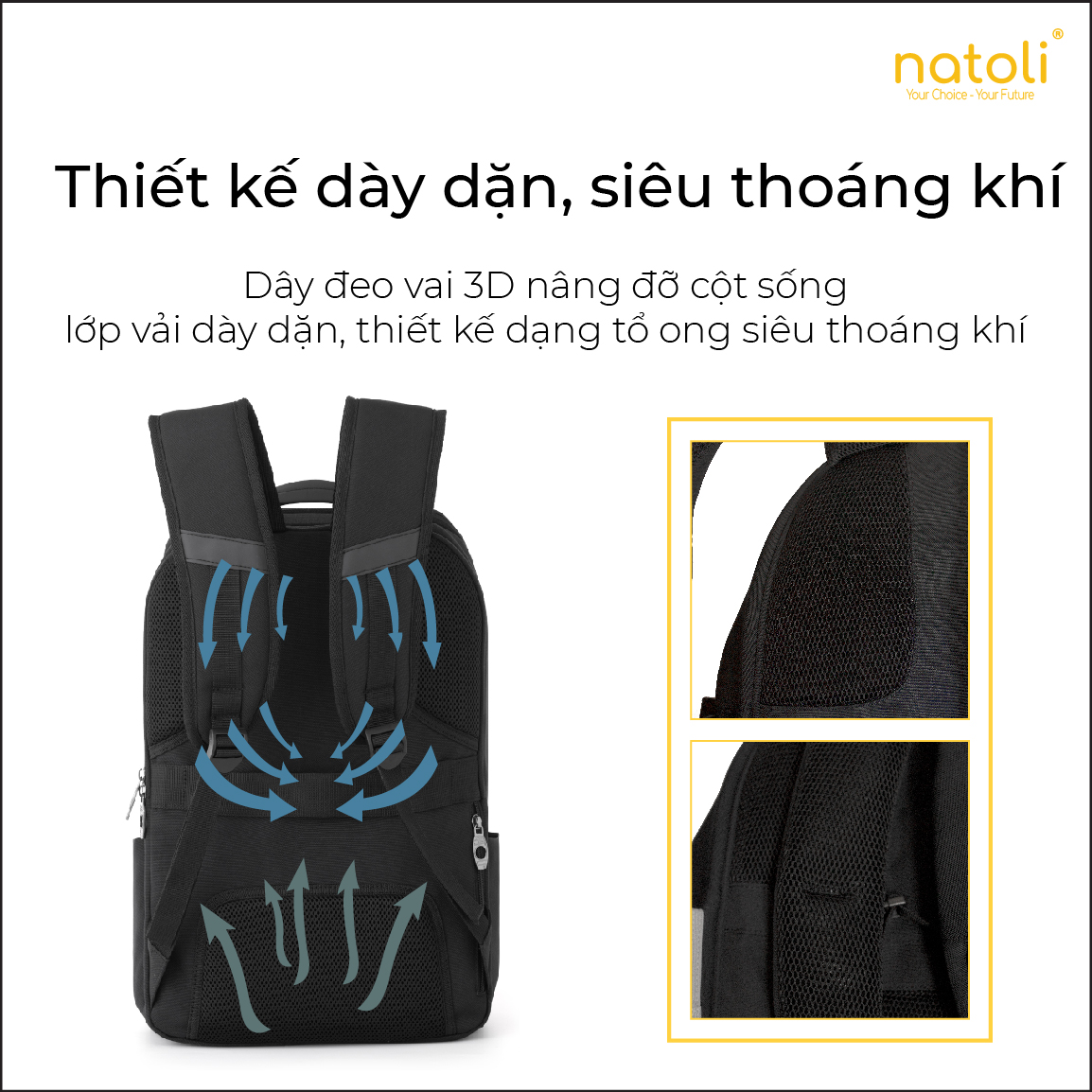 Quai đeo êm ái balo Natoli B12
