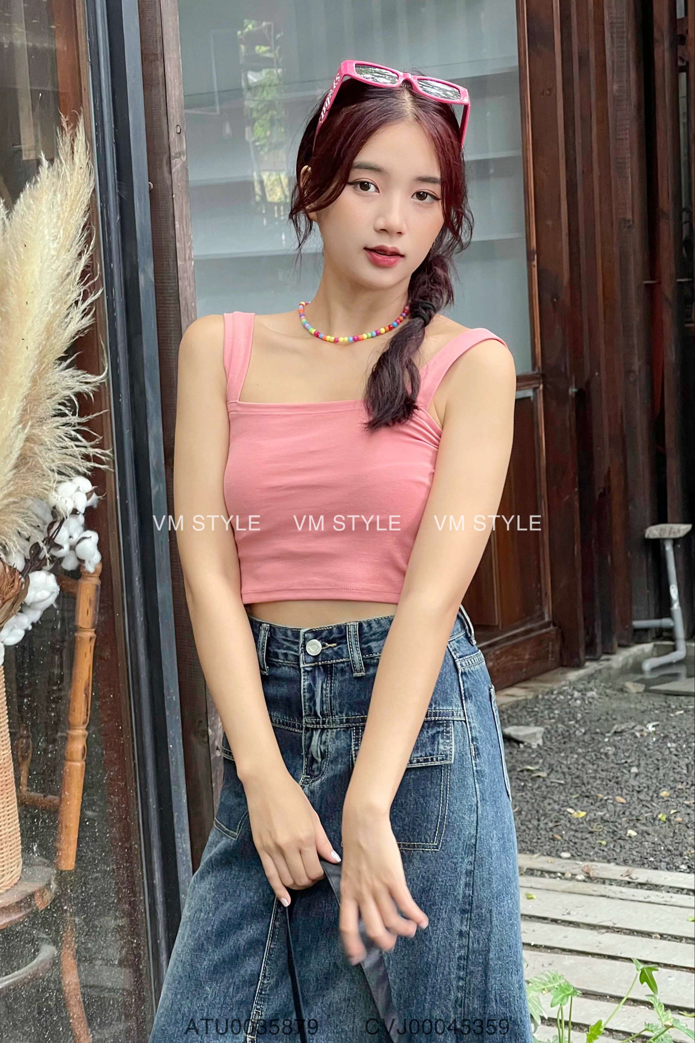 Áo 2 dây croptop VMSTYLE màu Trắng