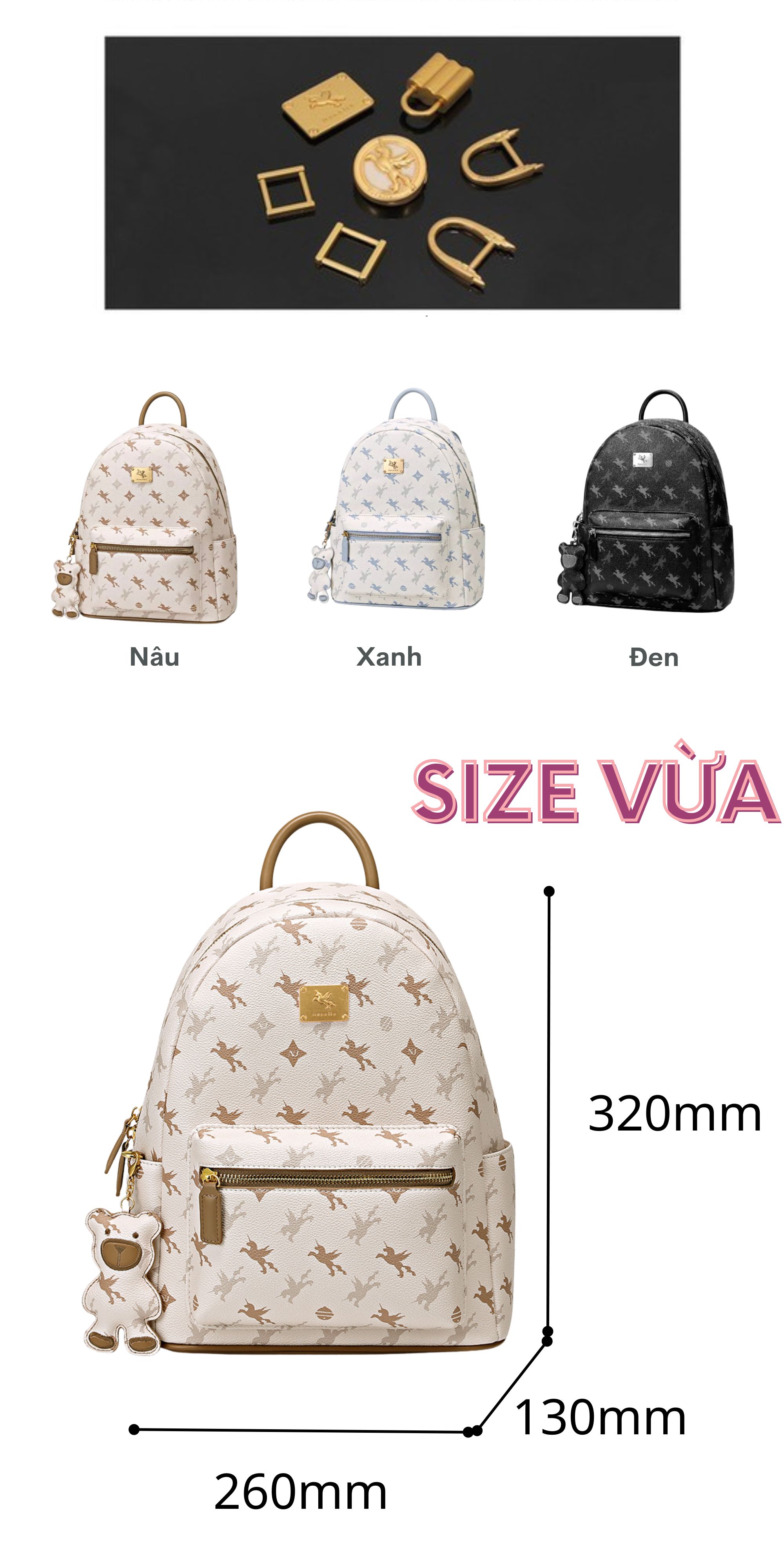 Mô tả Balo nữ thời trang Nucelle ViAnh Store năng động đi làm, đi học, du lịch 1172104 - 3