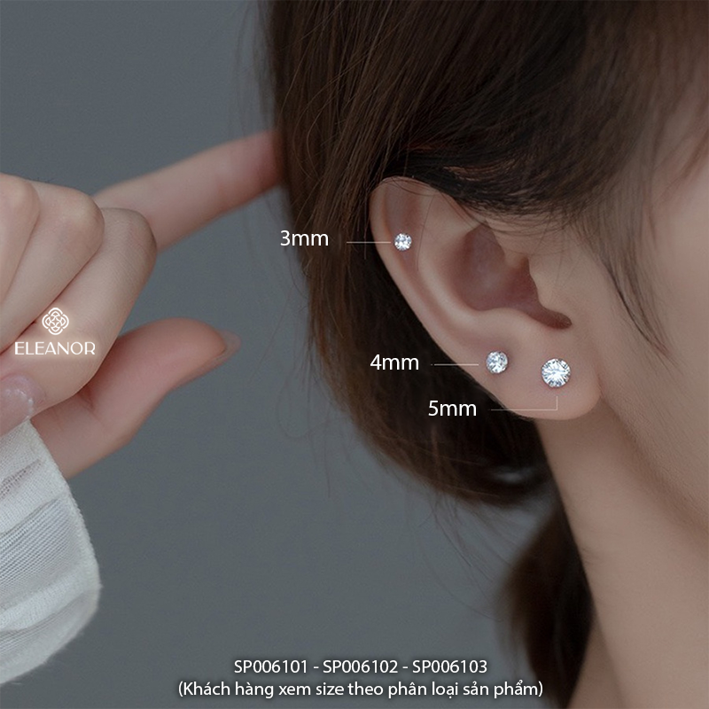 Mô tả Bông tai nữ nụ đính đá bạc 925 Eleanor Accessories khuyên tai dáng tròn basic phụ kiện trang sức cao cấp 6101 - 3