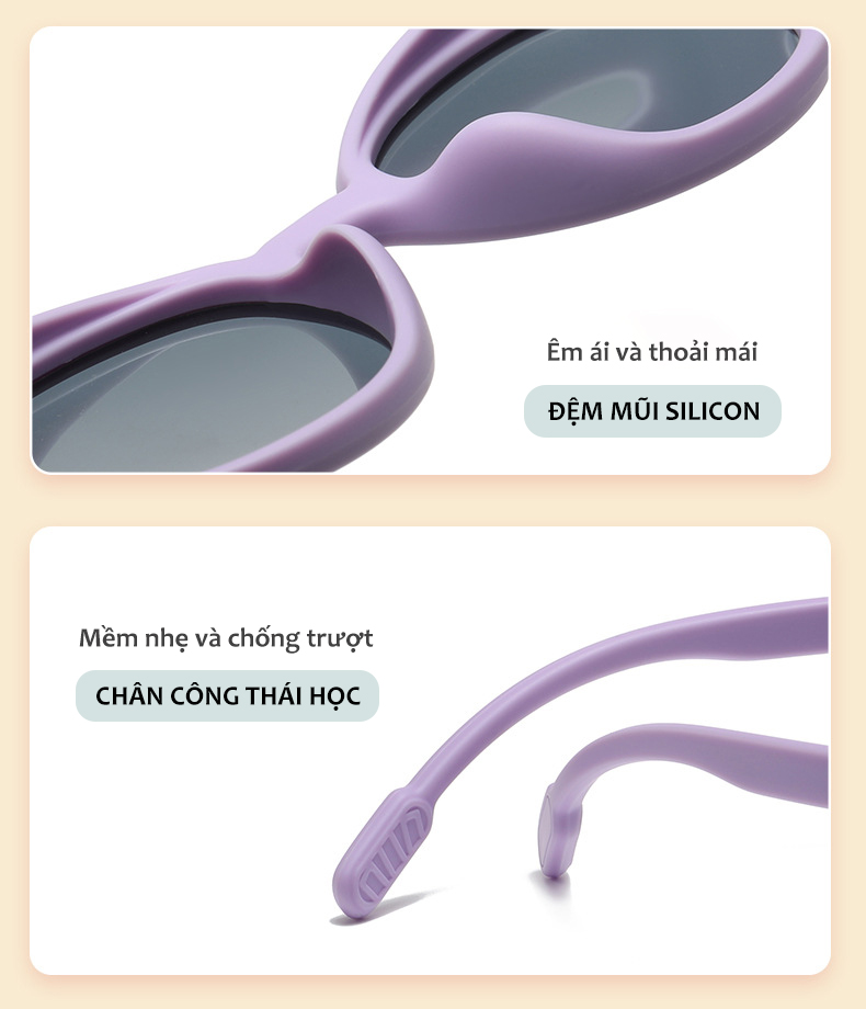 Mô tả Kính Mát Phân Cực Mắt Tròn Dễ Thương Cho Bé Từ 3-8 Tuổi Gọng Silicon Mềm Màu Pastel Tròng Chống Tia UV An Toàn AK138 - 5