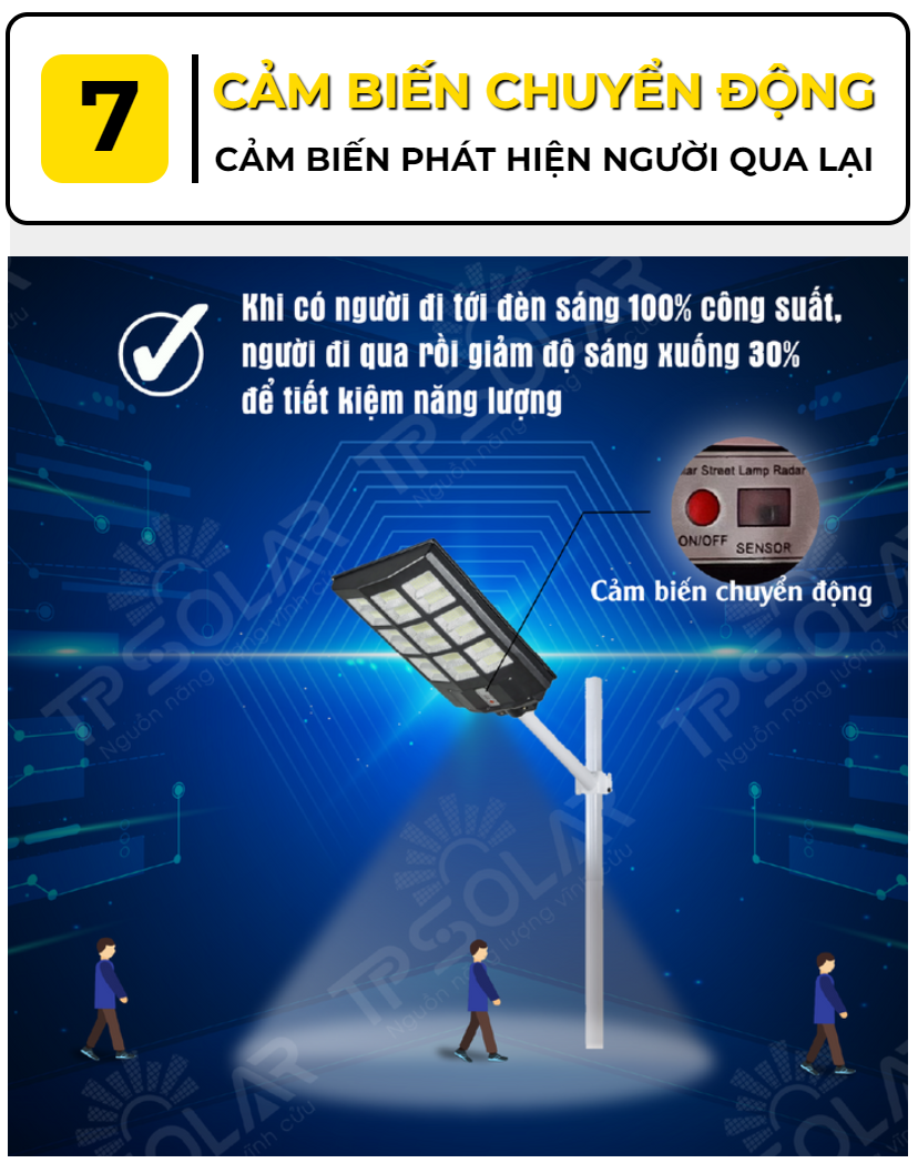 Mô tả Đèn Năng Lượng Mặt Trời Sân Vườn TP SOLAR Đèn Đường Liền Thể Kép 500W,600W,800W Cảm Biến Chuyển Động, Bảo Hành 3 Năm - 8