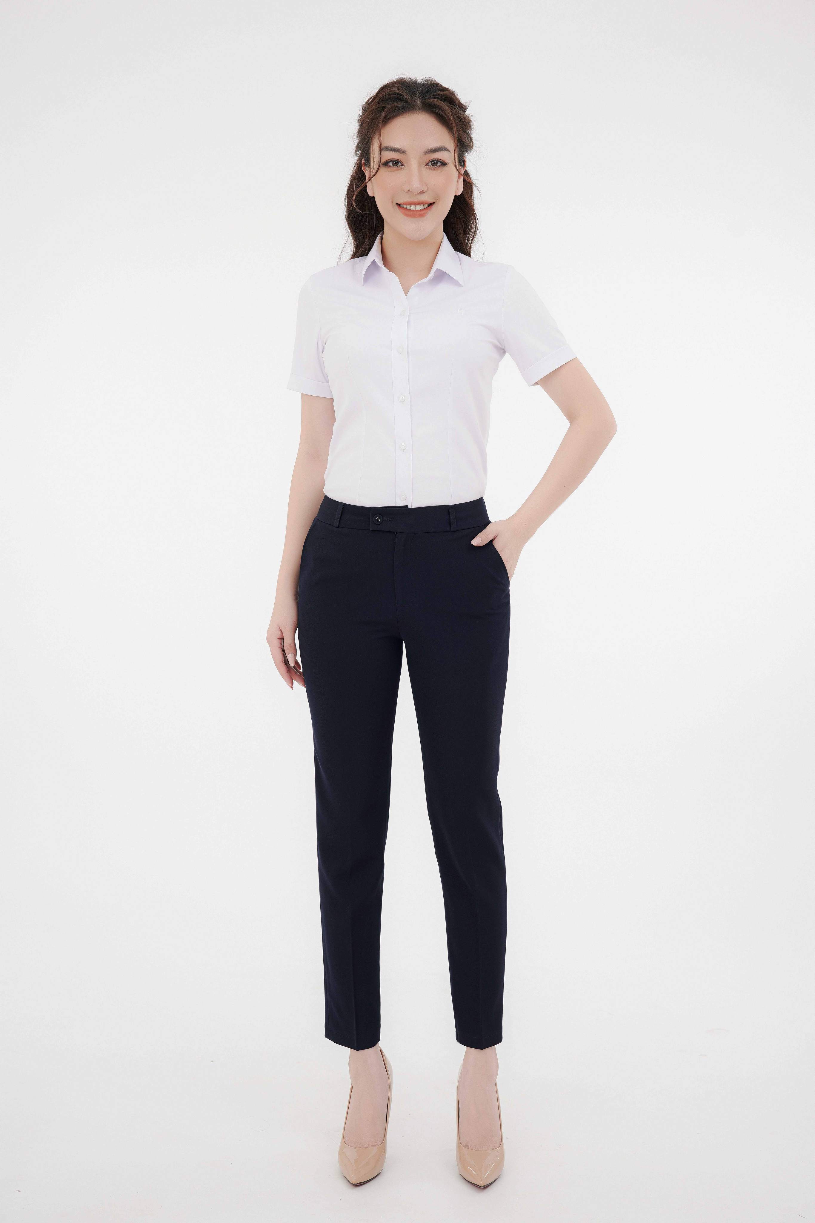 Mô tả Quần tây nữ QAW1816-R12 dài công sở trơn 1 cúc form nhỏ Thái Hòa - 5
