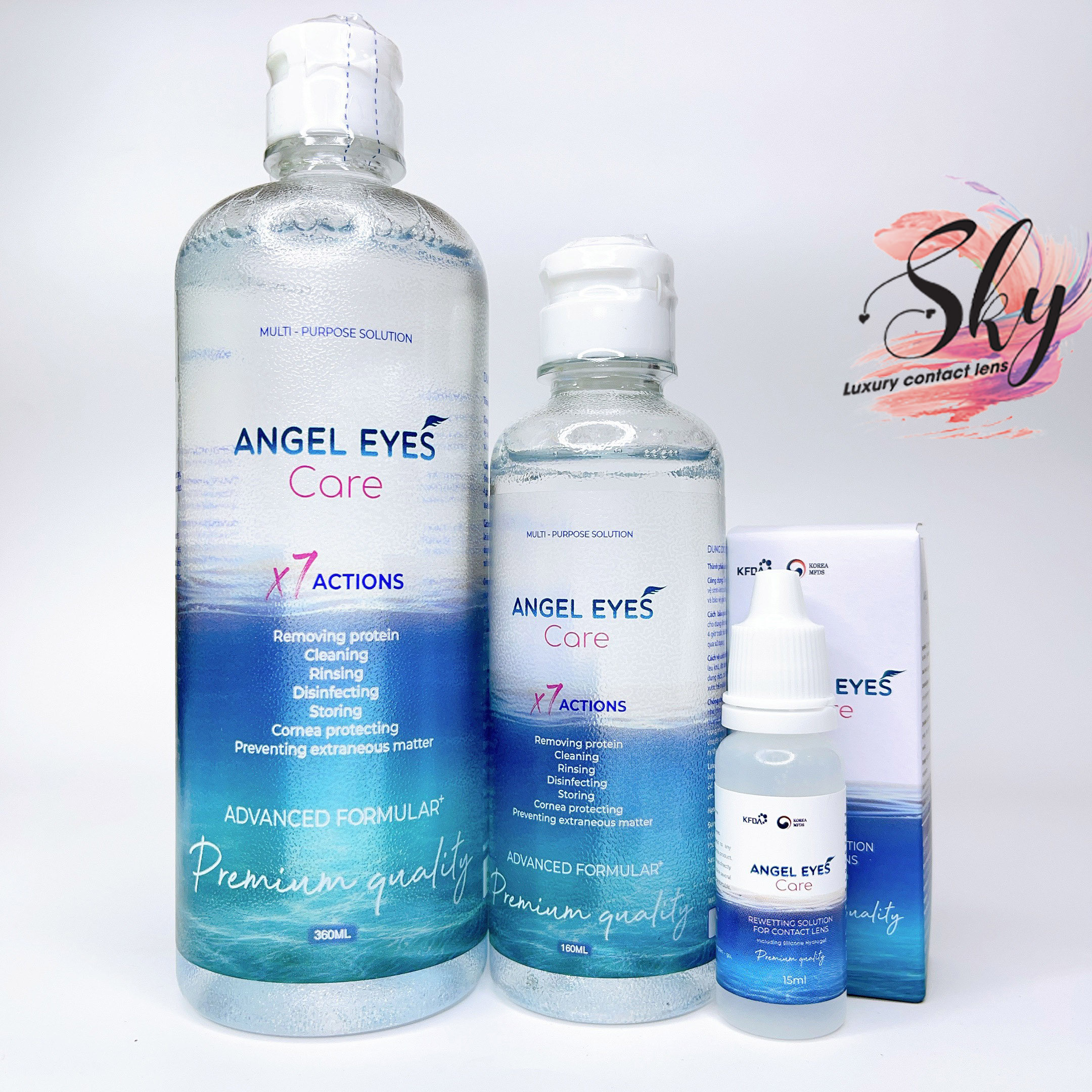 Mô tả Nước ngâm lens siêu cấp ẩm Sky Contact lens model  Angel Eyes Care dung tích 150 ml và 360 ml - 1