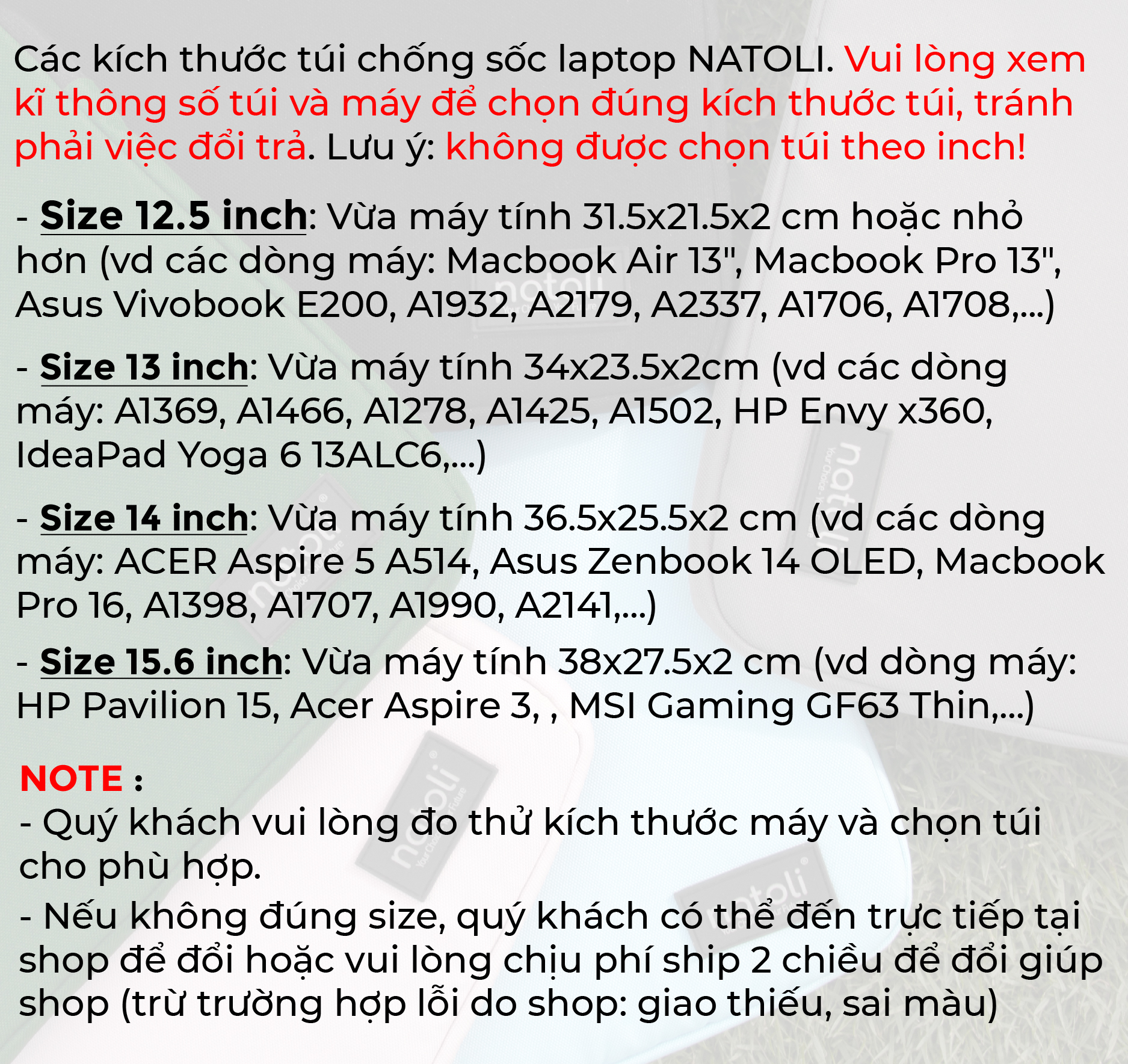 Mô tả Túi Chống Sốc Laptop thương hiệu NATOLI đủ size dày dặn kháng nước BST Eager Laptop Bag T7 - 4