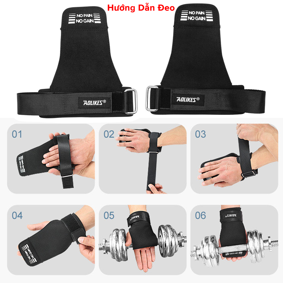 Mô tả Găng Tay Tập GYM Hở Mu Bàn Tay Lifting Grips Aolikes Pro AL7639, Bộ Đôi Găng Tay Hở Mu Bảo Vệ Lòng Bàn Tay Hãng Aolike - 2