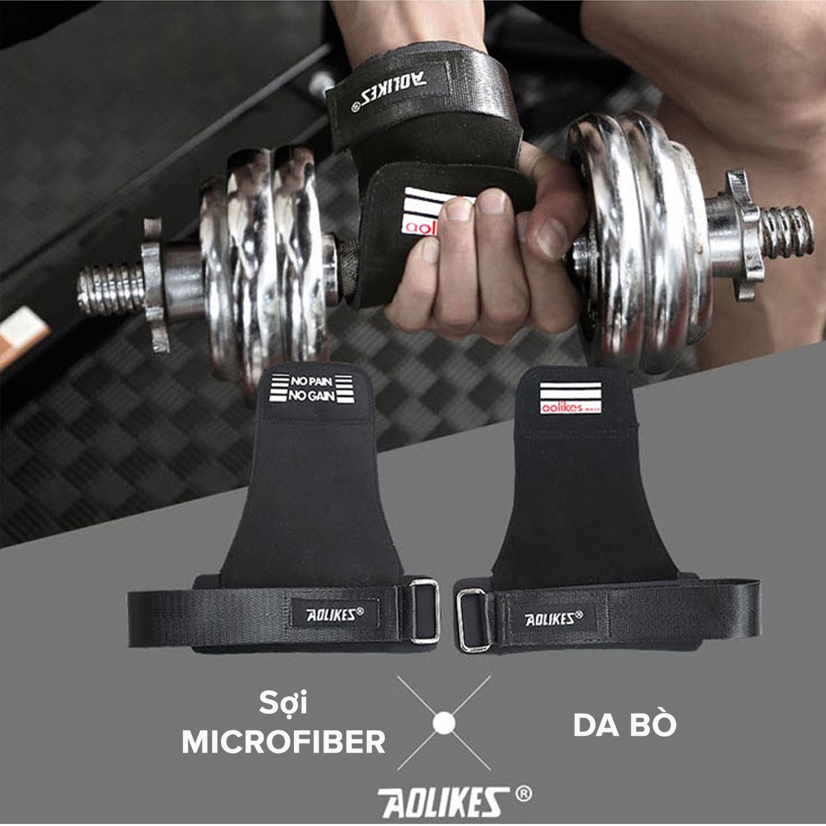 Mô tả Găng Tay Tập GYM Hở Mu Bàn Tay Lifting Grips Aolikes Pro AL7639, Bộ Đôi Găng Tay Hở Mu Bảo Vệ Lòng Bàn Tay Hãng Aolike - 5