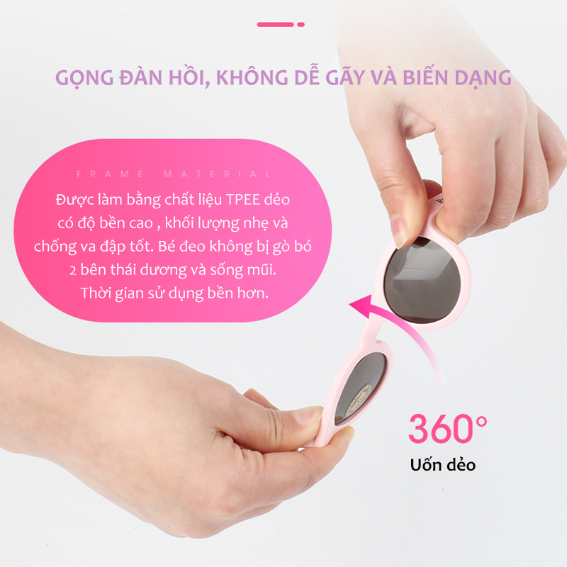 Mô tả Kính Mát Cho Bé Tròng Phân Cực Chống UV400 Gọng Tròn Dẻo Silicone Cao Cấp Thời Trang Bé Trai Bé Gái Từ 0-3 Tuổi AK139 - 7