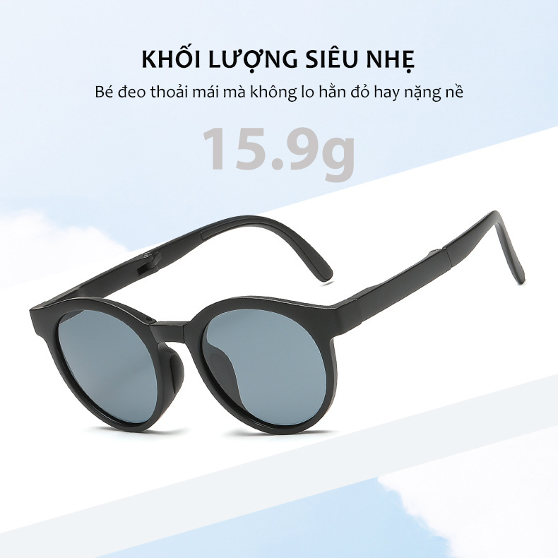 Mô tả Kính Gấp Gọn Phân Cực Mắt Tròn Aoron Cho Bé Thời Trang Bảo Vệ Mắt Chống Tia Cực Tím Chống Bụi Kèm Hộp Tiện Lợi AK141 - 7
