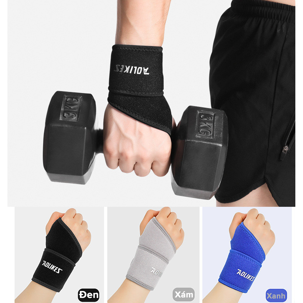 Mô tả Băng Quấn Bảo Vệ Cổ Tay Chính Hãng Aolikes AL7937 Hỗ trợ Nẹp Khớp Cổ Tay Tập Gym Tập Thể Thao Quần Vợt Chọn Màu Cao Cấp - 4