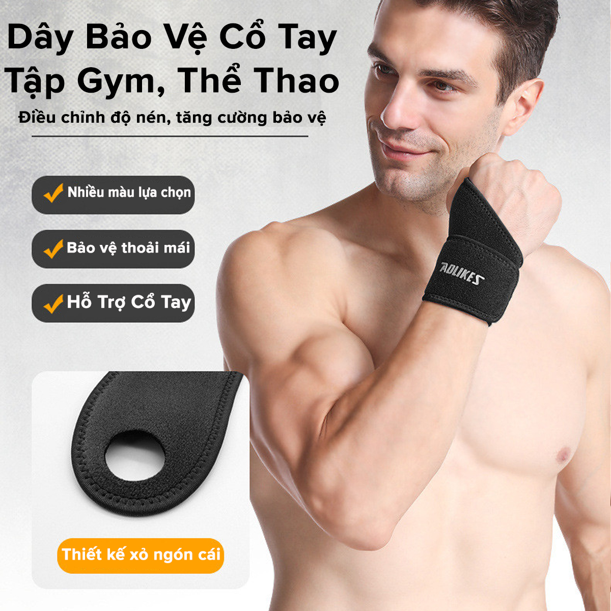 Mô tả Băng Quấn Bảo Vệ Cổ Tay Chính Hãng Aolikes AL7937 Hỗ trợ Nẹp Khớp Cổ Tay Tập Gym Tập Thể Thao Quần Vợt Chọn Màu Cao Cấp - 7