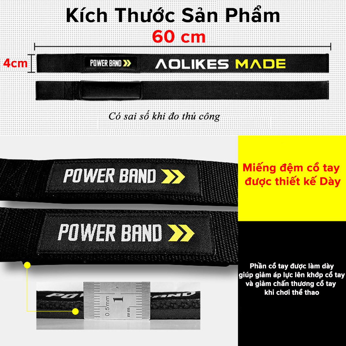Mô tả Dây Kéo Lưng Lifting Straps Hỗ Trợ Các Bài Tập Kéo Khi Thể Hình, Tập Gym AOLIKES AL 7637 (1 Đôi) Chính Hãng Aolikes - 5