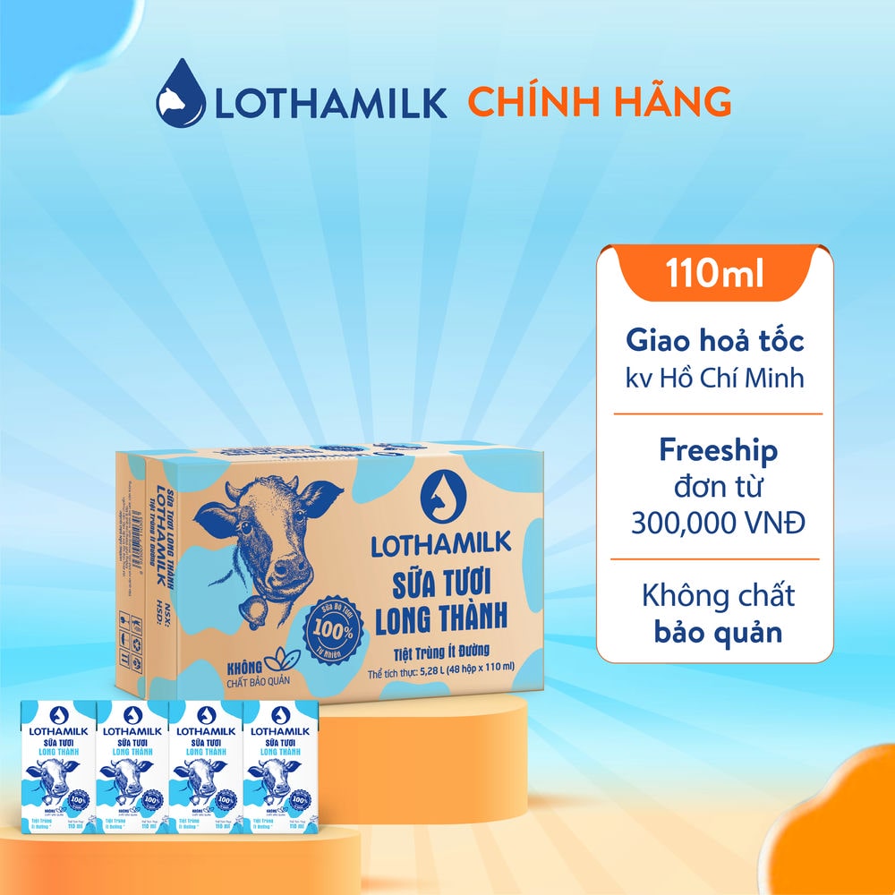 Mô tả Thùng 48 hộp sữa tươi tiệt trùng Lothamilk 110ml - 2