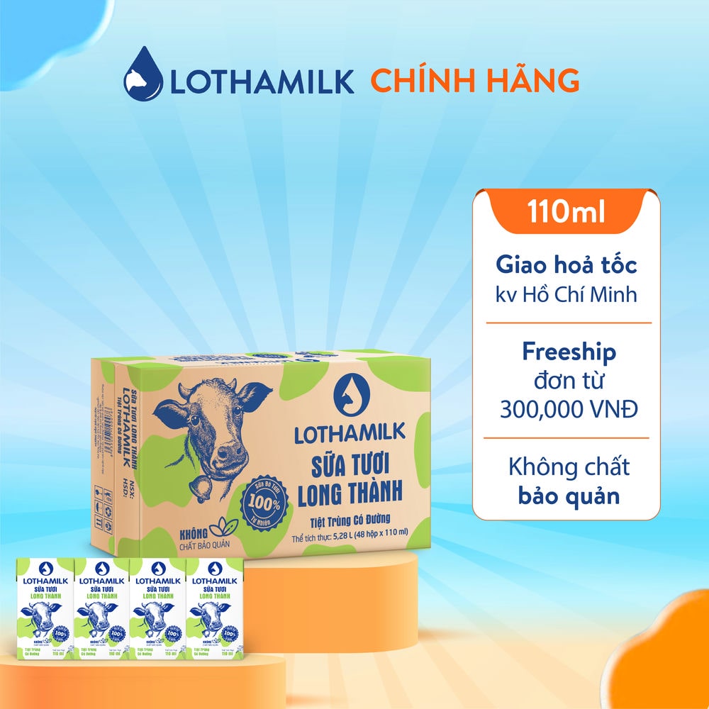 Mô tả Thùng 48 hộp sữa tươi tiệt trùng Lothamilk 110ml - 1