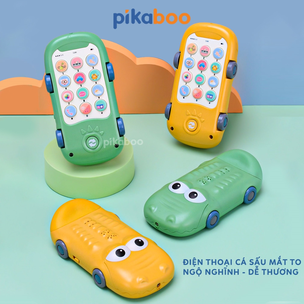 Mô tả Combo điện thoại đồ chơi cho bé gà vàng kèm pin đáng yêu có đèn và nhạc Pikaboo, chất liệu cao cấp - 3