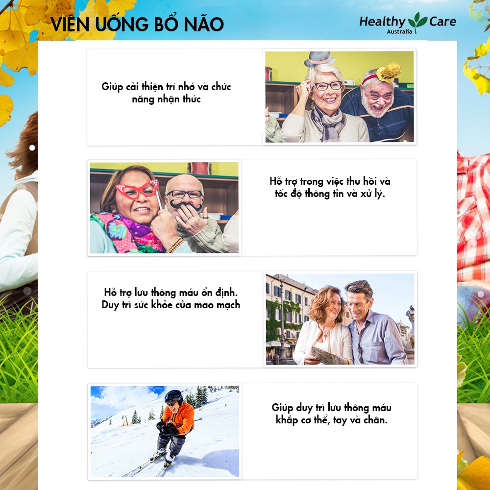 Mô tả Viên uống bổ não Healthy Care Ginkgo Biloba 2000 tuần hoàn lưu thông máu 100 viên - 1