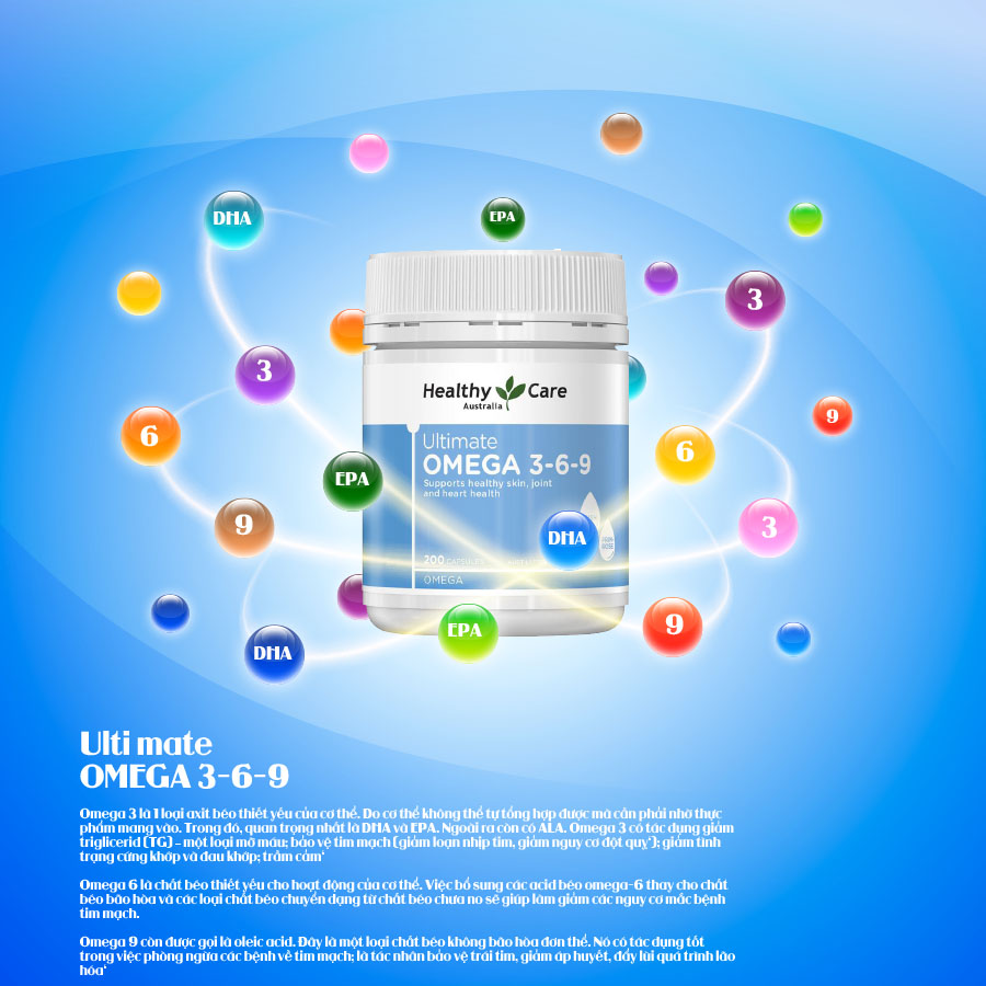 Mô tả Viên uống giảm mỏi mắt Healthy Care Ultimate Omega 369 hỗ trợ tim mạch huyết áp 200 viên - 2