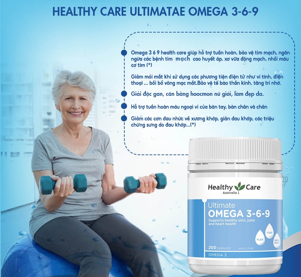 Mô tả Viên uống giảm mỏi mắt Healthy Care Ultimate Omega 369 hỗ trợ tim mạch huyết áp 200 viên - 3