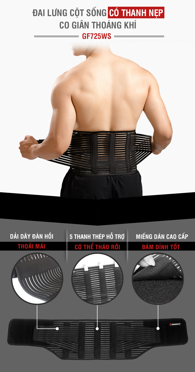 Mô tả Đai lưng cột sống thoáng khí, có thanh nẹp GoodFit GF725WS - 2