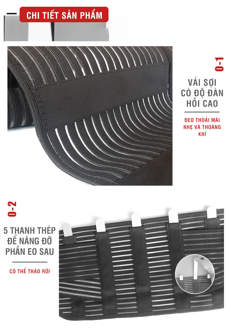 Mô tả Đai lưng cột sống thoáng khí, có thanh nẹp GoodFit GF725WS - 5