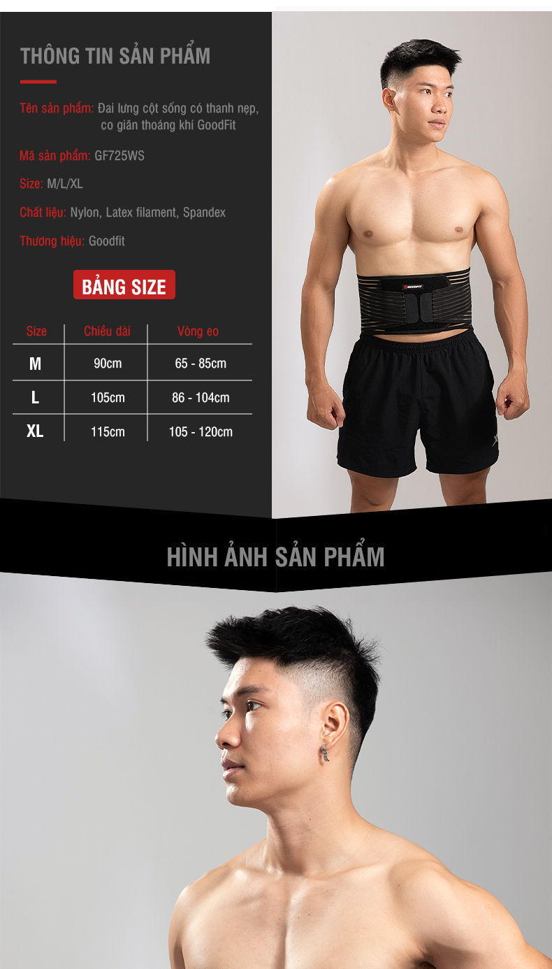 Mô tả Đai lưng cột sống thoáng khí, có thanh nẹp GoodFit GF725WS - 7