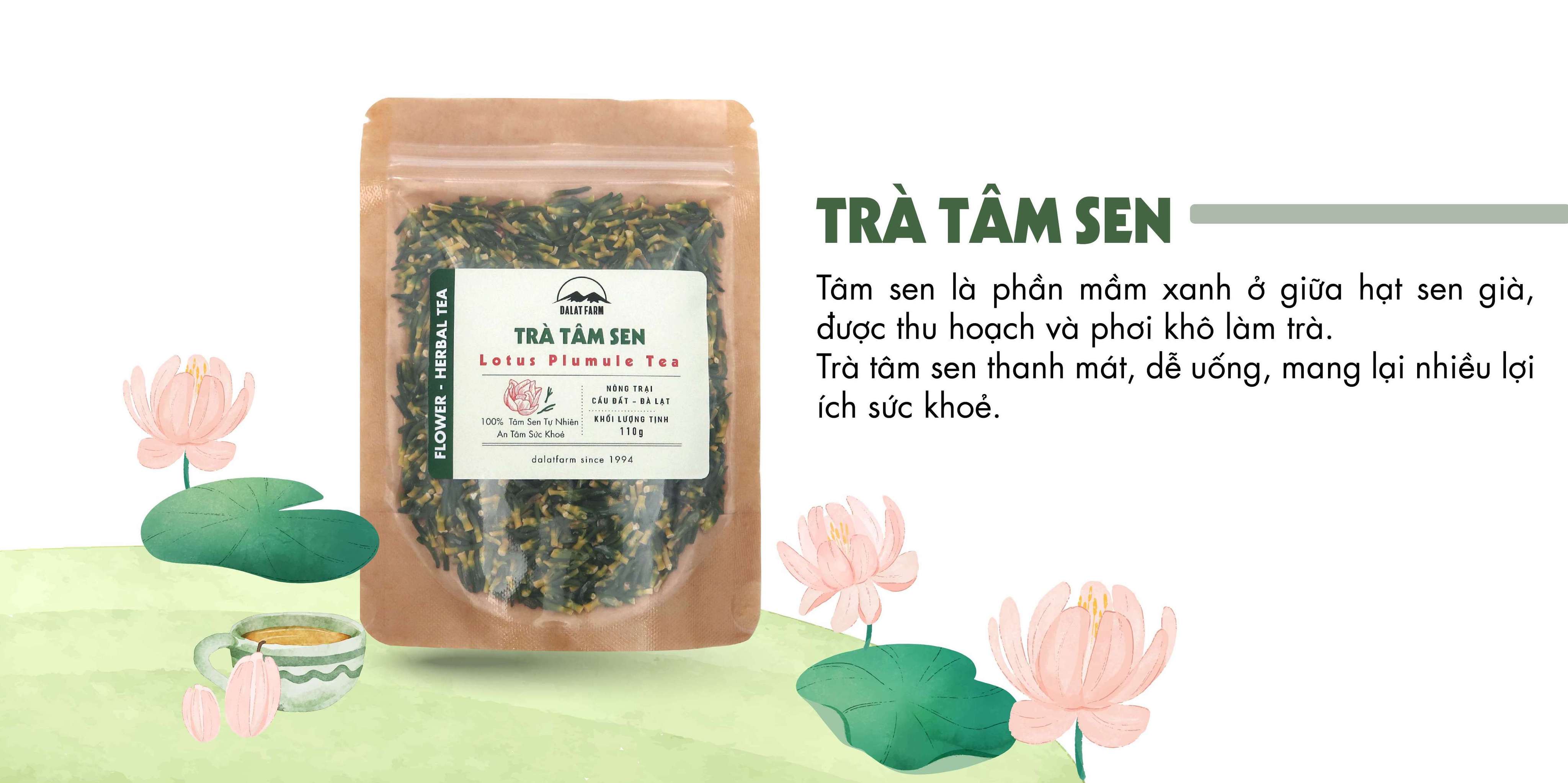 Mô tả Trà Tâm Sen (Tim Sen) DalatFarm - Túi 110 g - 1