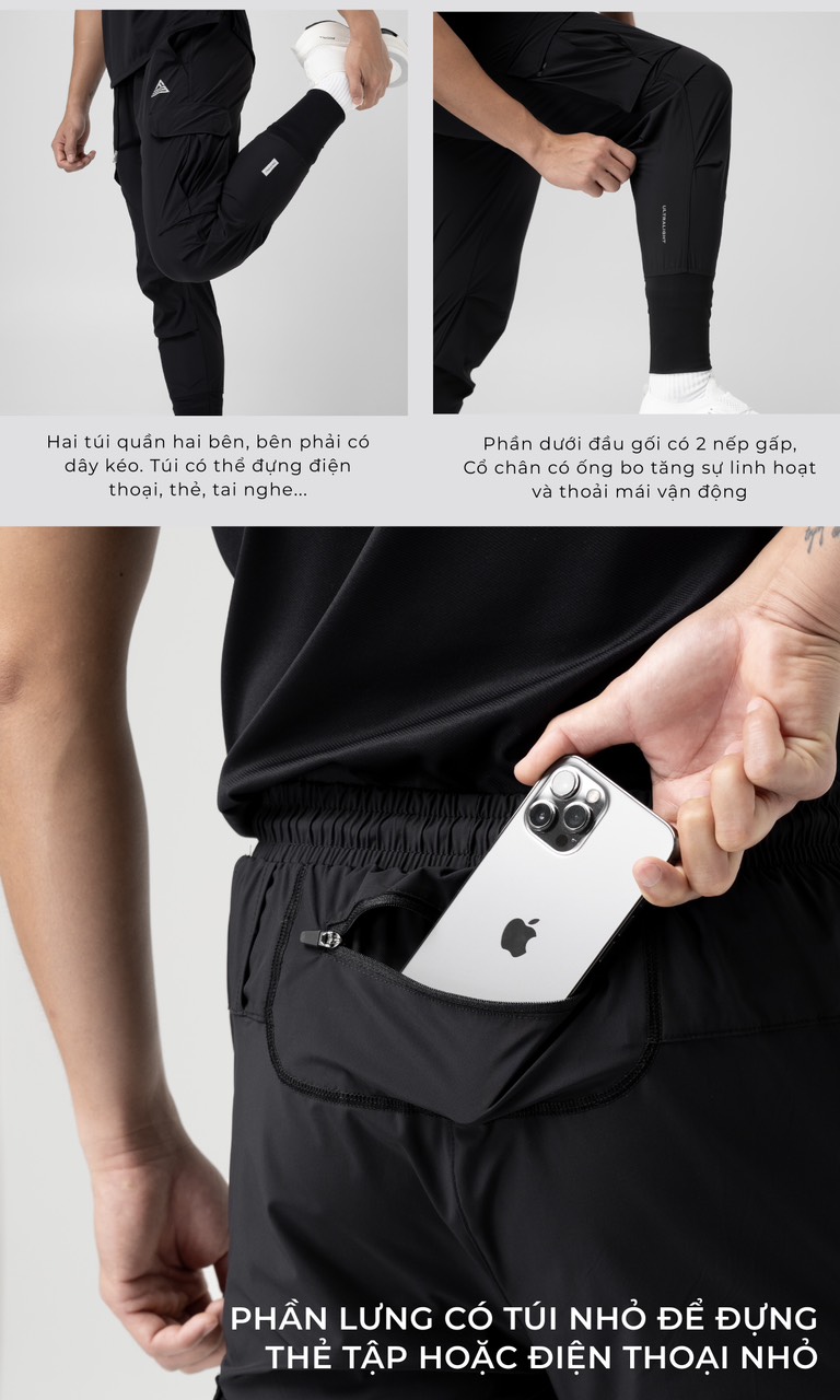 Mô tả Quần jogger thể thao nam Fitme phối túi hộp hỗ trợ tập gym chạy bộ cao cấp JGNAM01 - 3