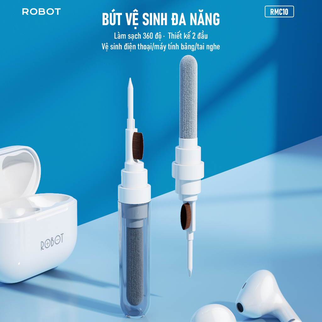 Mô tả Bút Vệ Sinh Đa Năng Wook RMC10 3 Trong 1 Vệ Sinh Tai Nghe, Điện Thoại, Máy Tính Bảng - Hàng Chính Hãng - 2