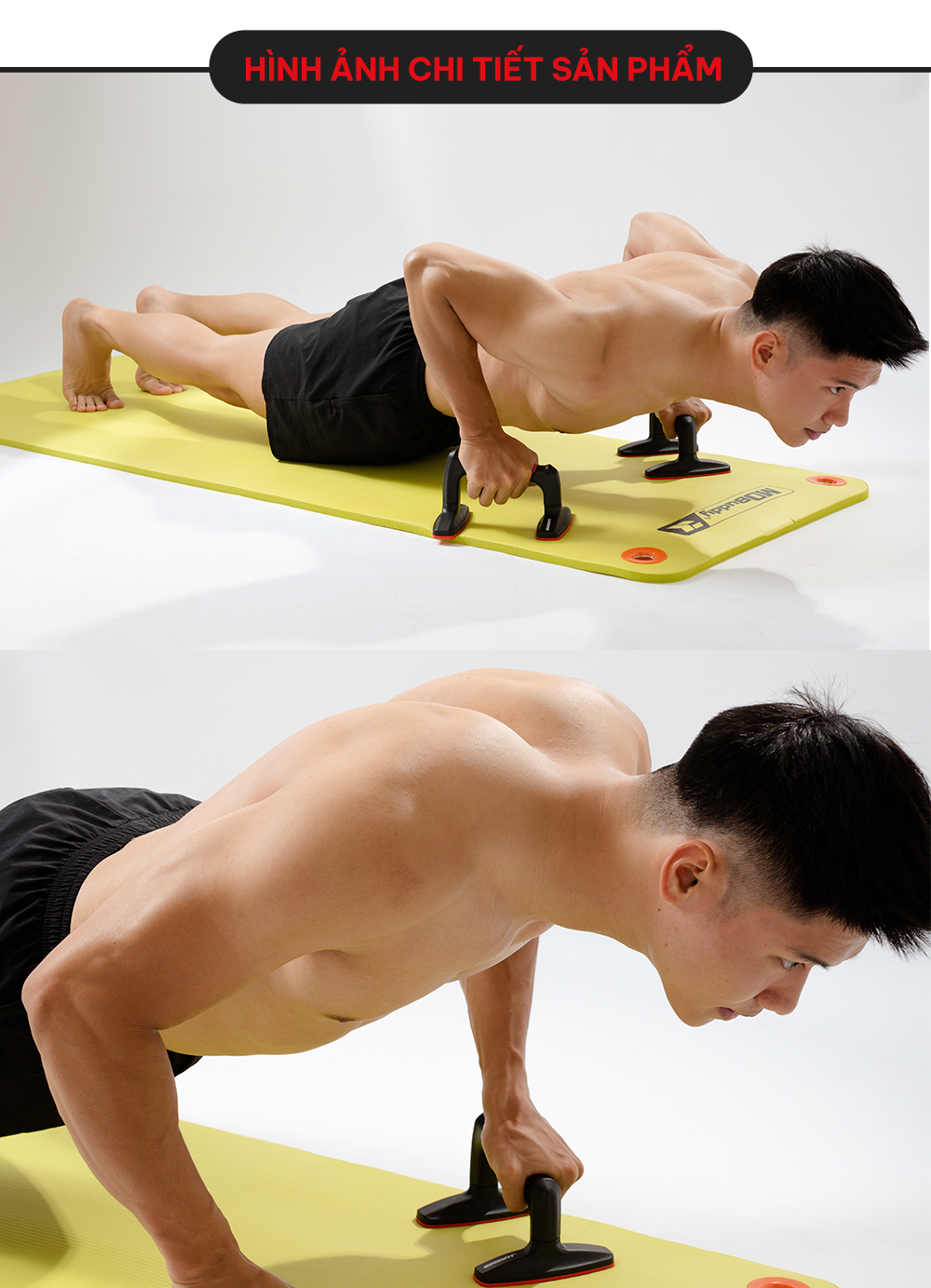 Mô tả Dụng cụ chống đẩy hít đất tập luyện tại nhà GoodFit để bám chống trượt, chịu lực 300kg GF301PU - 8