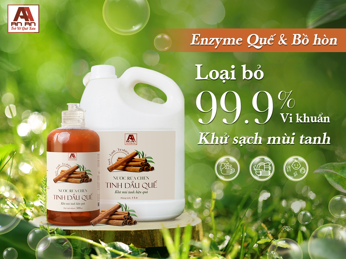 Mô tả Nước rửa chén Tinh dầu Quế An An - Khử sạch mùi tanh, đánh bay dầu mỡ, diệt khuẩn an toàn - 1