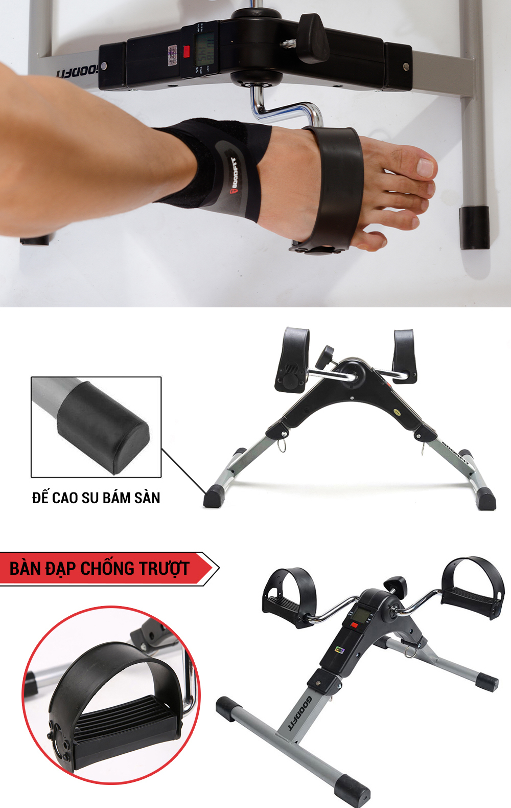 Mô tả Xe đạp thể thao gấp gọn mini GoodFit tùy chỉnh độ nặng, tập luyện thể dục tại nhà GF002MB - 6