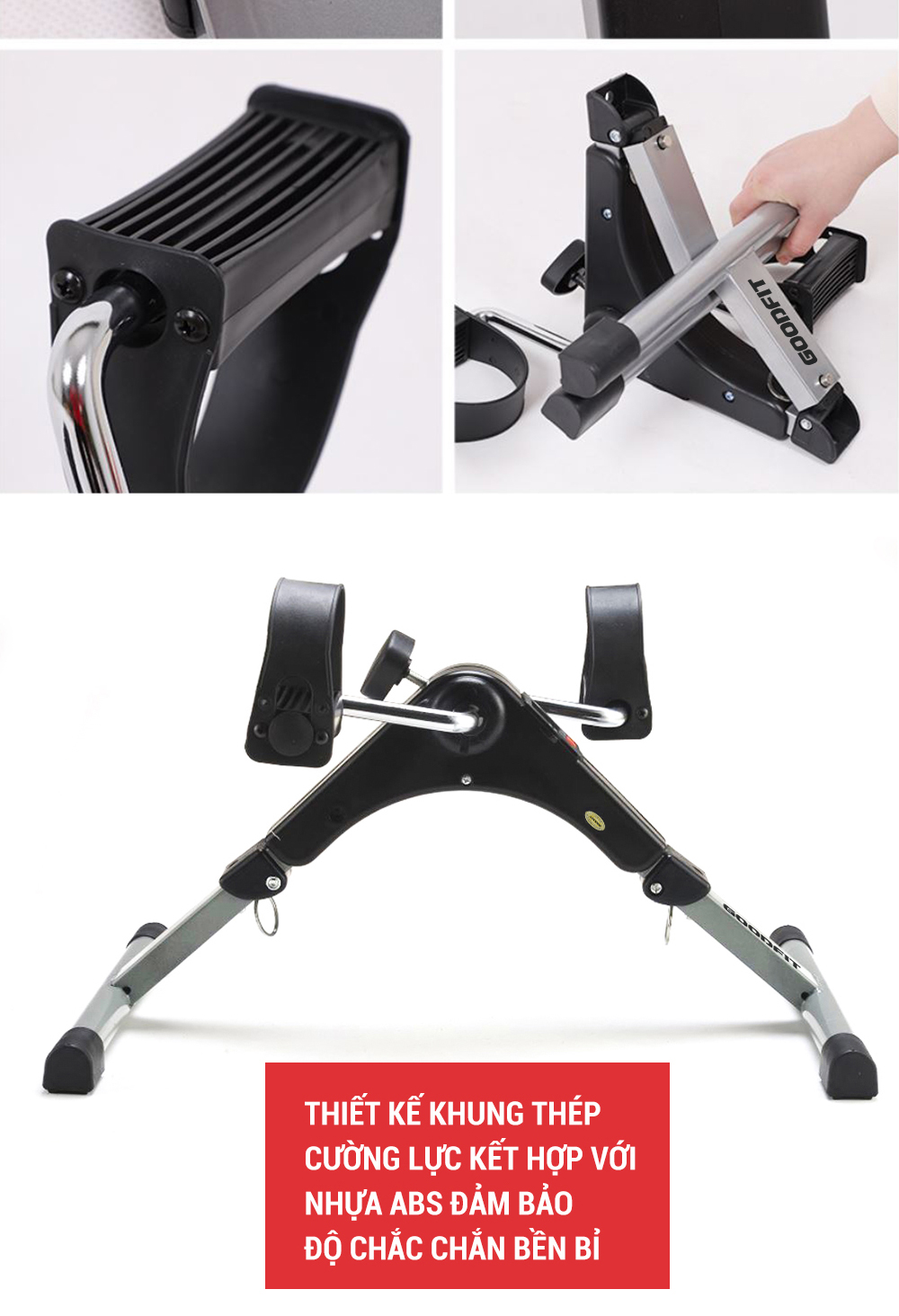 Mô tả Xe đạp thể thao gấp gọn mini GoodFit tùy chỉnh độ nặng, tập luyện thể dục tại nhà GF002MB - 8