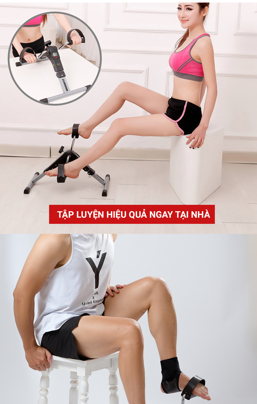 Mô tả Xe đạp thể thao gấp gọn mini GoodFit tùy chỉnh độ nặng, tập luyện thể dục tại nhà GF002MB - 9