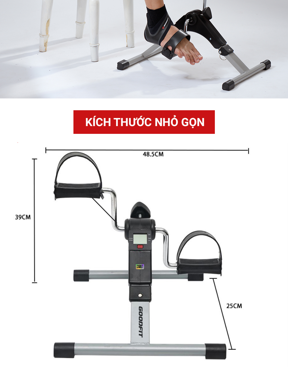 Mô tả Xe đạp thể thao gấp gọn mini GoodFit tùy chỉnh độ nặng, tập luyện thể dục tại nhà GF002MB - 10
